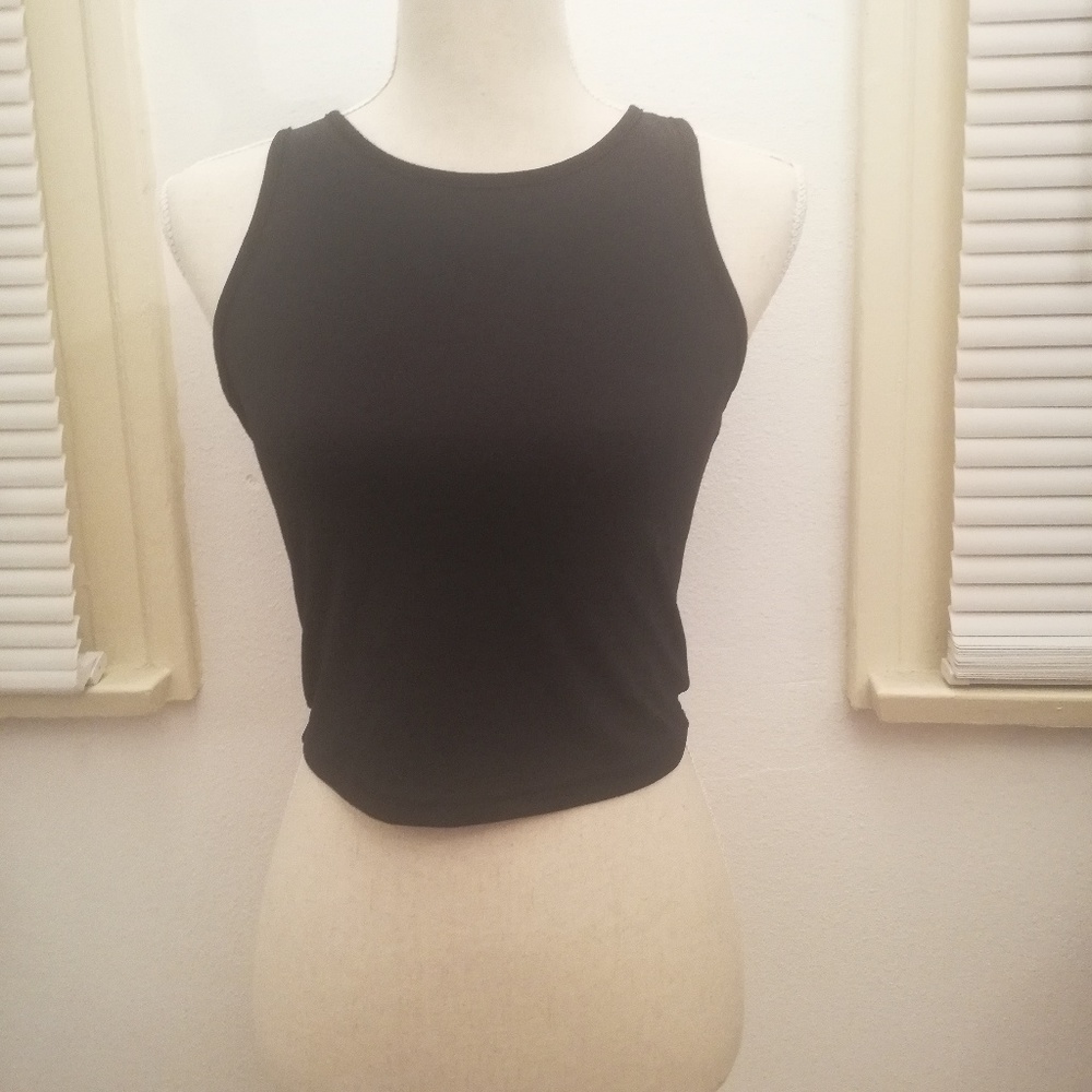 Women's Sleeveless Black Crop top